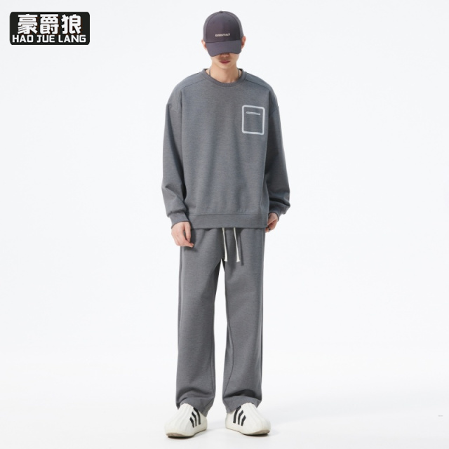 12497629.男生气质穿搭一整套帅气时髦潮牌宽松卫衣休闲长裤百搭两件套