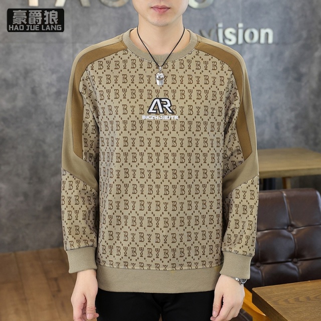 12497669.春秋款卫衣男运动休闲上衣字母印花时尚百搭打底衫长袖t恤套头衫