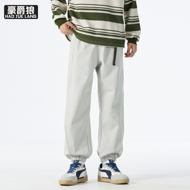 12497661.配腰带休闲裤男新款春秋季宽松直筒阔腿裤潮流百搭运动长裤子