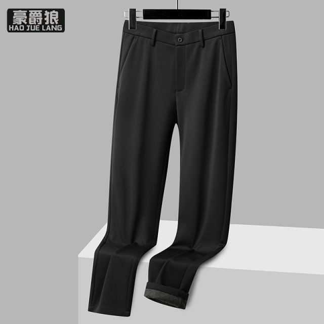 12497637.中年男士休闲裤春秋季新款长裤爸爸裤子宽松弹力抗皱免烫纯色西裤