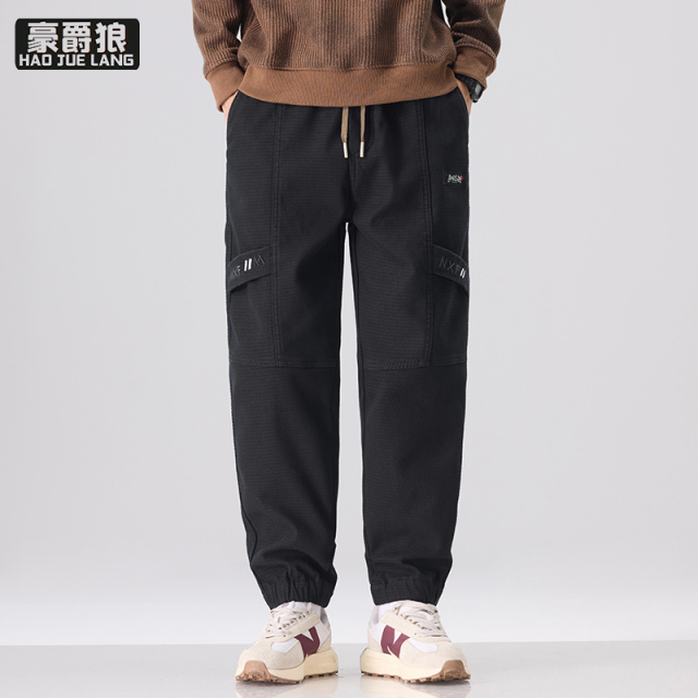 12501310.美式工装裤子男款春秋季新款潮牌宽松束脚裤休闲运动长裤男士