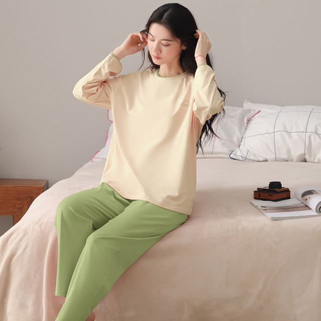 12505558.少宜睡衣家居服纯棉可外穿长袖长裤可爱春秋卡通女士女生女孩女款夏季新款套装可外出薄款大码居家亲肤休闲加大