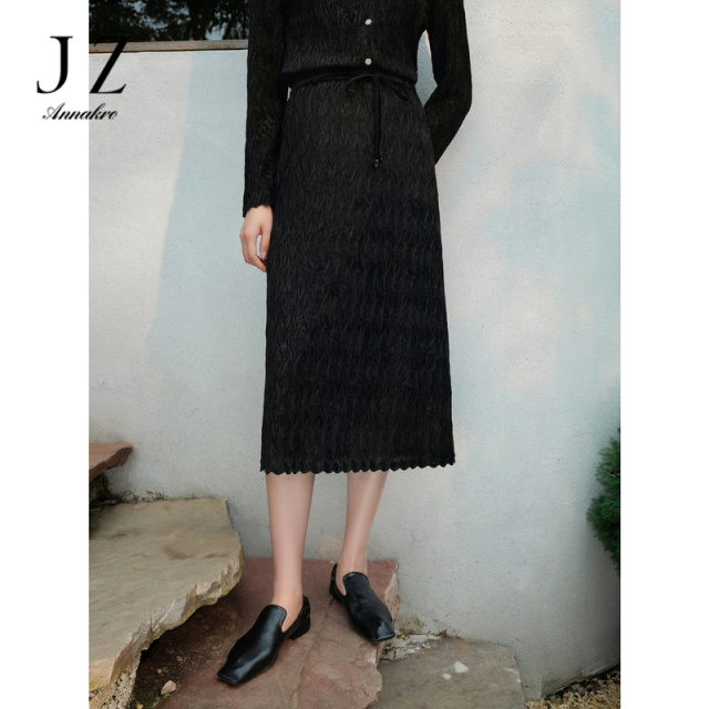 12514429.玖姿安娜蔻New Vintage优雅浪漫丝绒半身裙长裙女春秋季新款