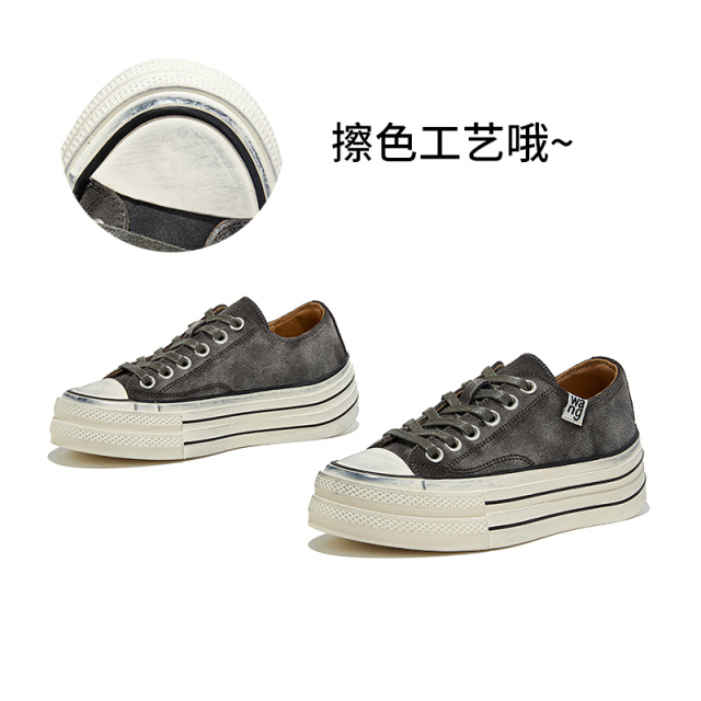 12515128.墨斯本复古擦色真皮小白鞋新款百搭通勤不累脚休闲鞋女款12222