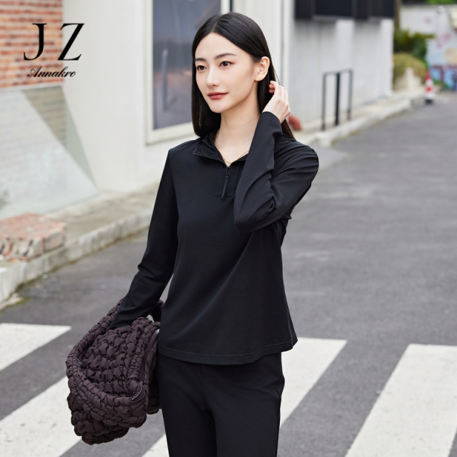 12514303.商场同款JZ玖姿休闲假日帽款棉舒适卫衣女春秋季新款JWEQ80103