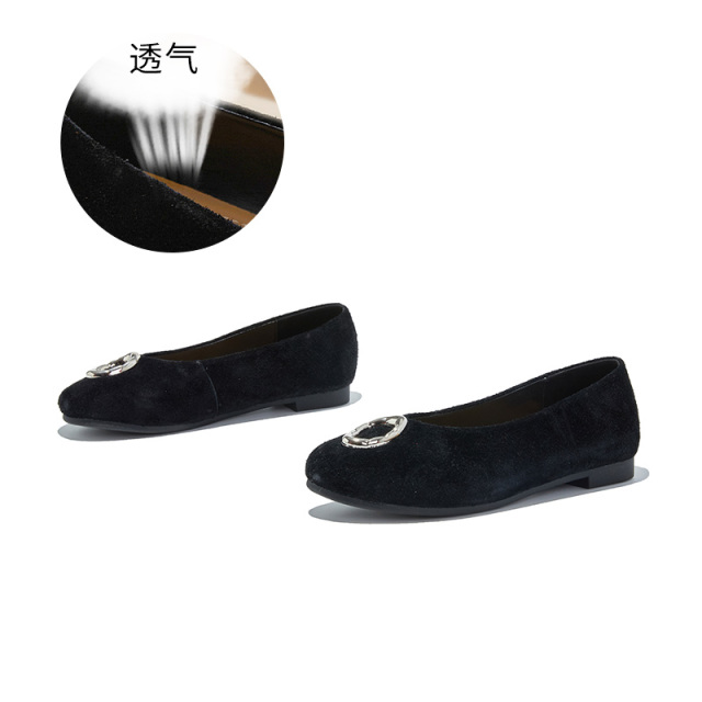 12515133.墨斯本头层羊皮鞋垫真皮玛丽珍鞋新款平底设计感时装单鞋女款12165