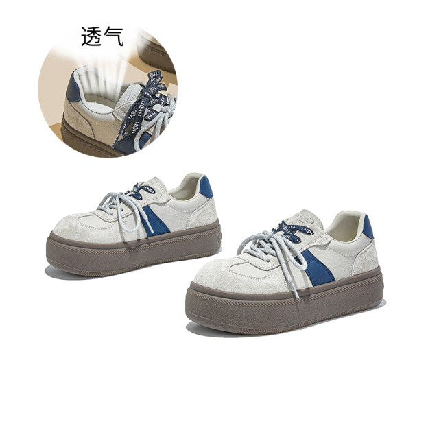 12515129.墨斯本卡皮巴拉鞋头真皮小白鞋厚底运动百搭休闲鞋女款12123