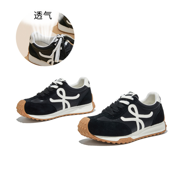 12515122.墨斯本真皮德训鞋新款厚底运动百搭休闲鞋女款12126