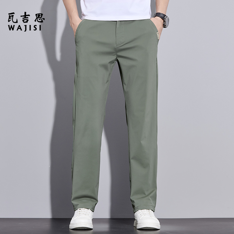 12521575.夏季冰丝直筒小西裤男士新款修身弹力薄款凉感商务休闲裤