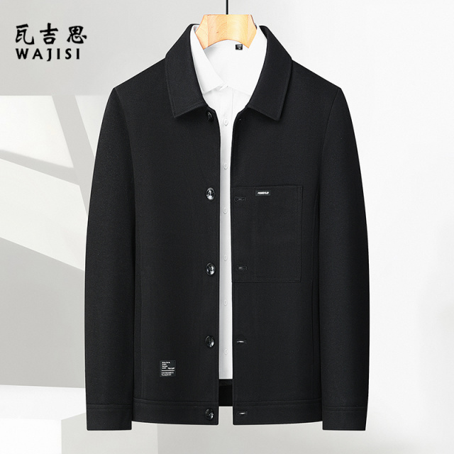 12522525.中年爸爸外套春秋季时尚新款休闲百搭男士夹克翻领秋款上衣