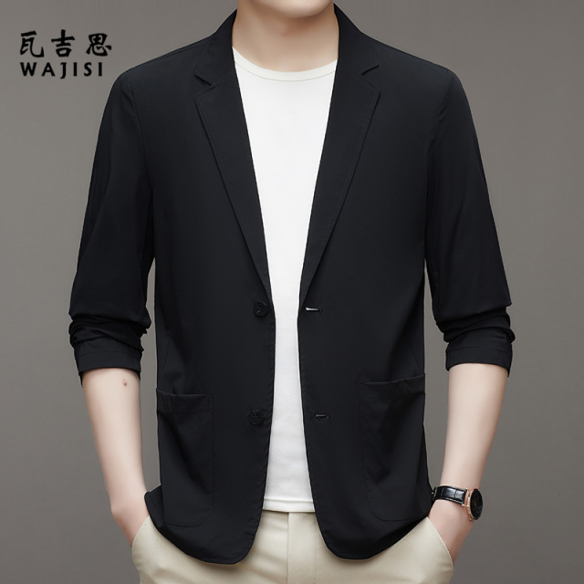 12524377.春夏季薄款小西装男休闲上衣春夏西服单件外套防晒款高级感单西