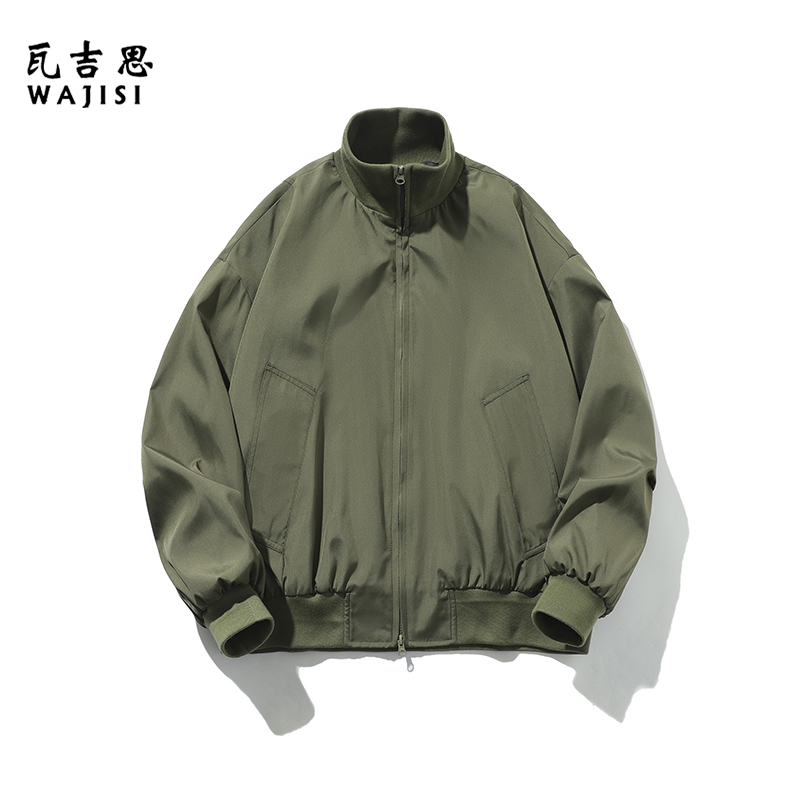12525891.春季新款美式复古飞行员立领夹克男宽松休闲上衣防风青年外套
