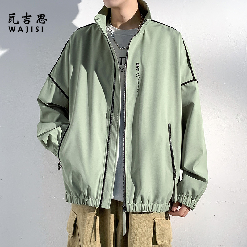 12522834.秋季新款立领夹克宽松休闲潮流时尚百搭男士外套韩版时尚帅气外套