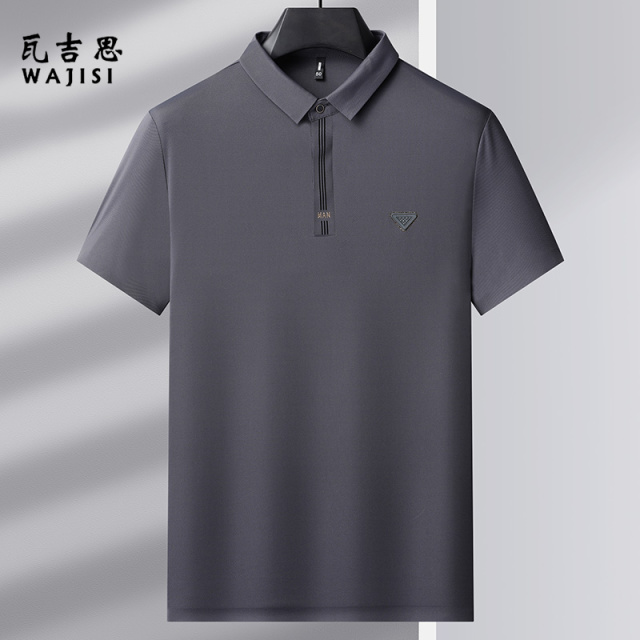 12522730.冰丝无痕翻领T恤男短袖polo衫时尚夏季新款商务休闲弹力上衣