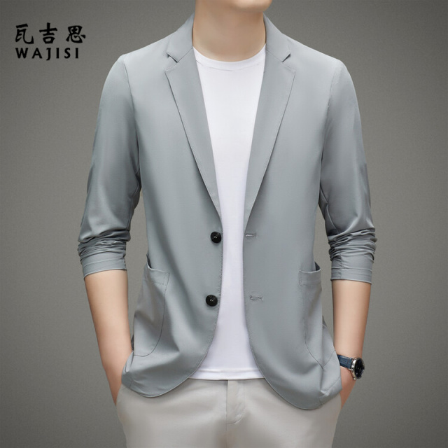 12527758.冰丝高弹力防晒衣男士轻薄款西装春夏季西服高档休闲单西外套