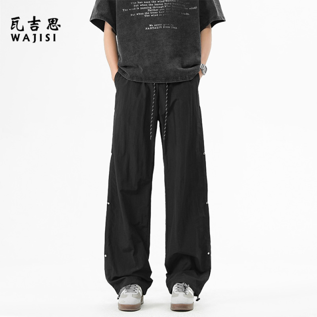 12524034.潮牌纯色简约直筒休闲裤男款春夏新款宽松运动高街长裤子