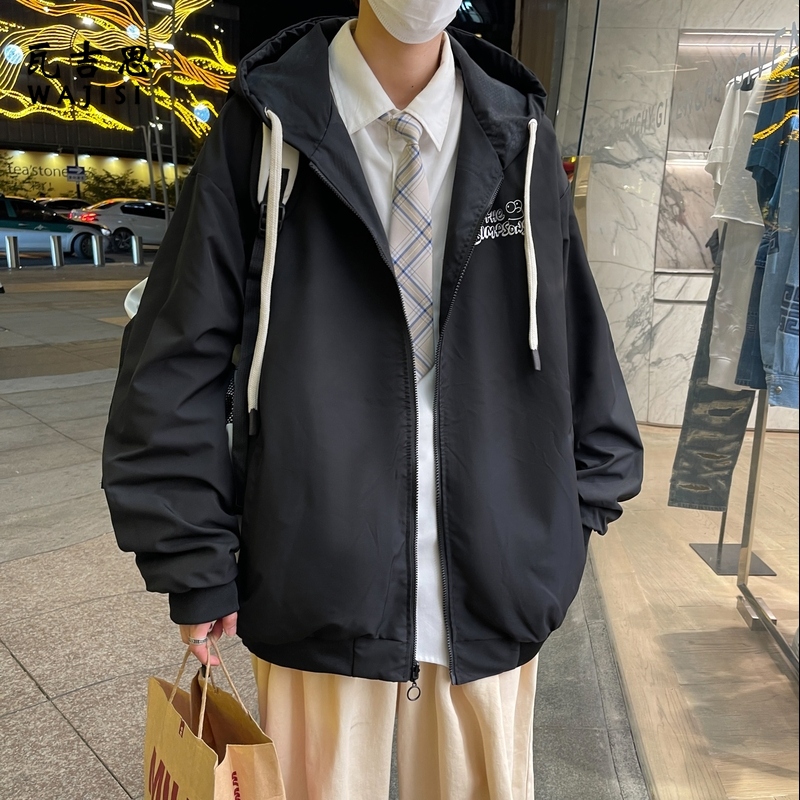 12522912.秋季新款双面穿外套男潮流夹克痞帅休闲褂子百搭上衣潮牌潮流男