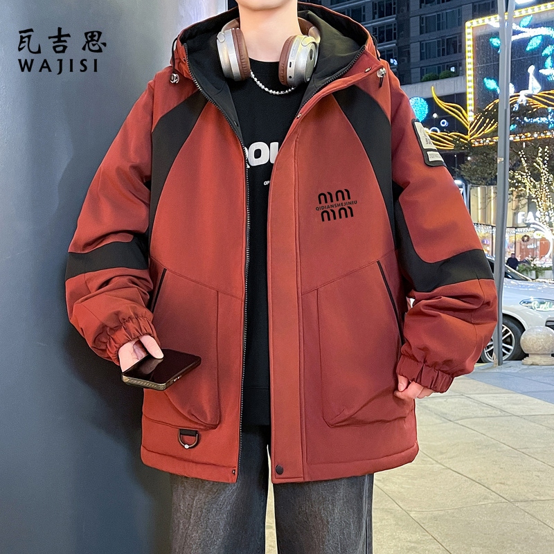12521682.春季新款青少年连帽撞色夹克时尚潮牌宽松帅气百搭款男生外套