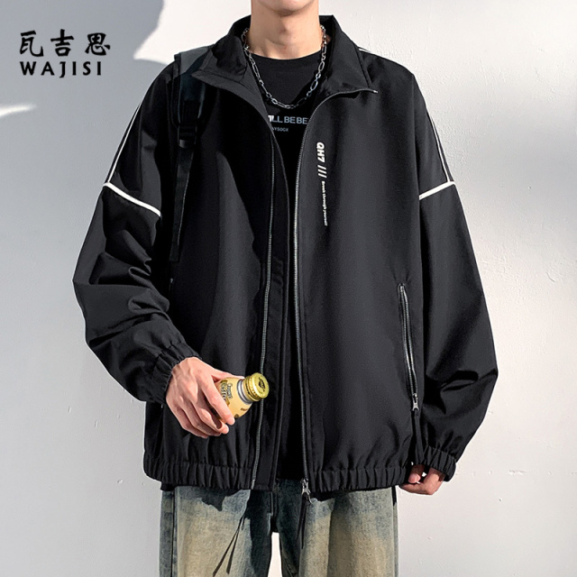 12522834.秋季新款立领夹克宽松休闲潮流时尚百搭男士外套韩版时尚帅气外套