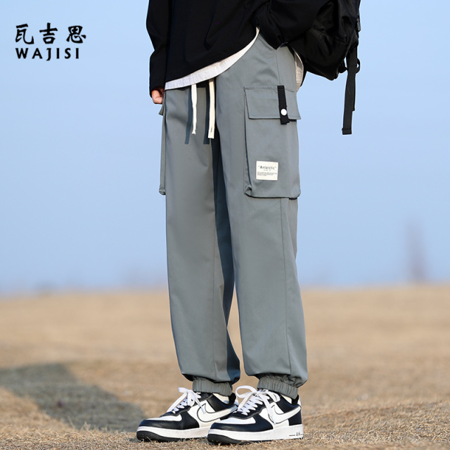 12522149.秋季新款工装裤男美式休闲百搭束脚裤子男士时尚潮牌运动休闲裤