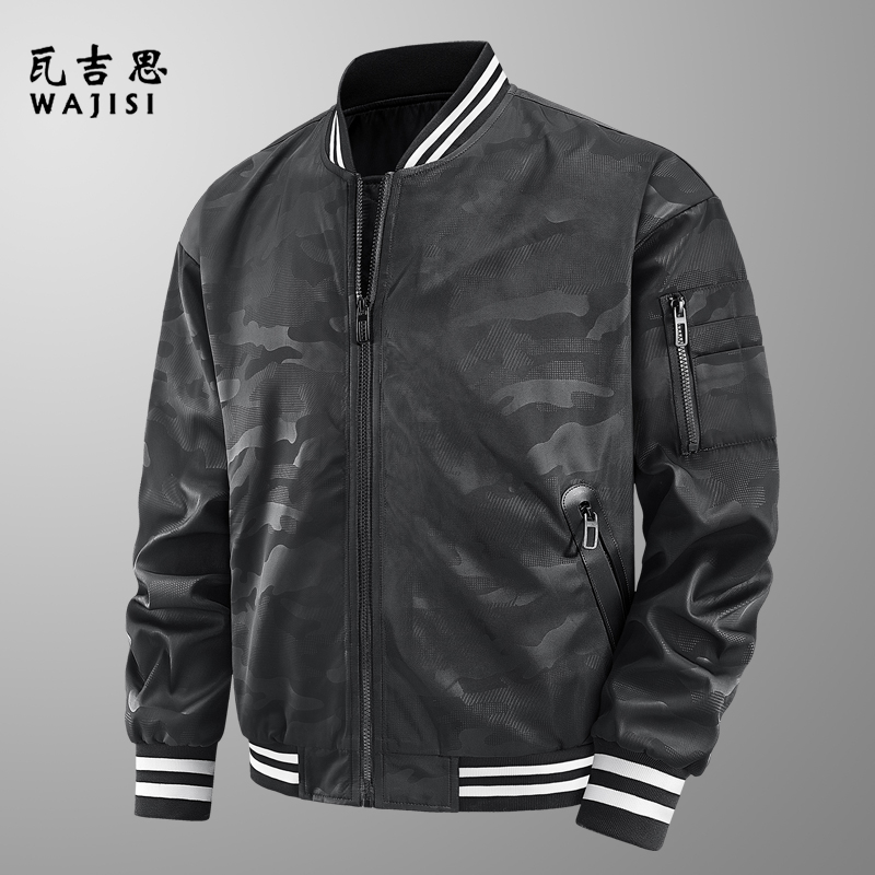 12524161.秋季高端潮流青春休闲运动拉链外套上衣学生防水棒球服风衣