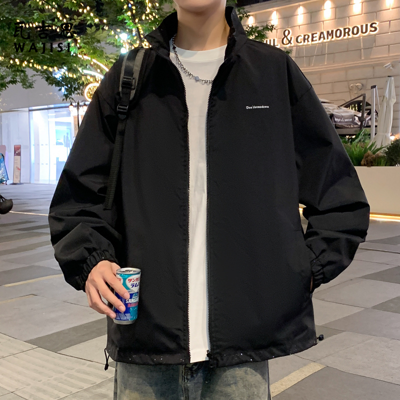 12522829.秋季新款夹克男休闲防风衣服双面穿外套韩版潮流时尚百搭男士上衣
