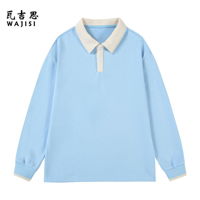12523056.卫衣男生春季新款潮流青少年男款纯色宽松翻领长袖t恤polo衫