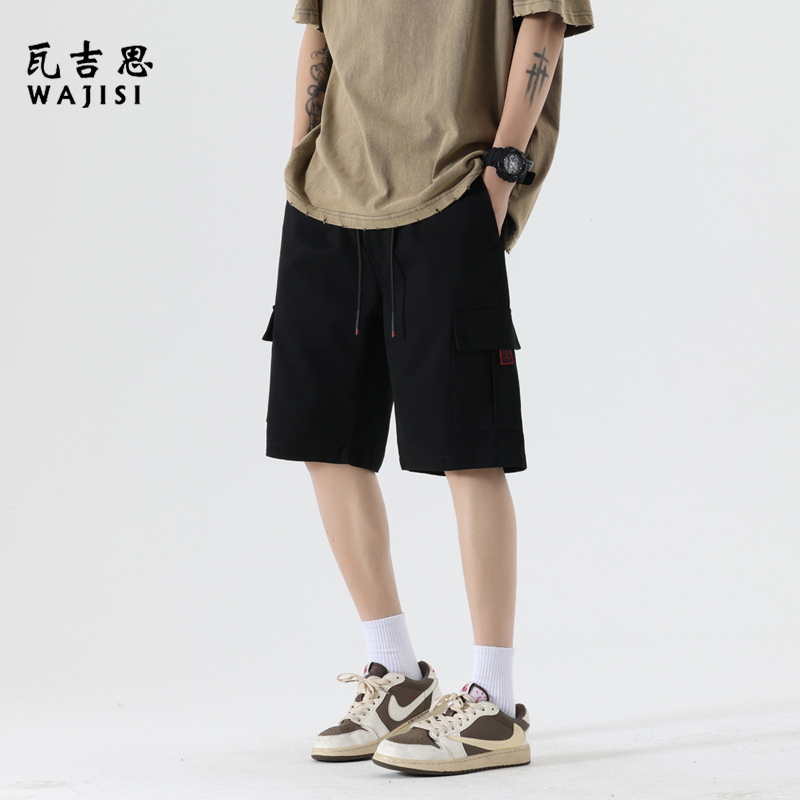 12521840.大口袋工装休闲短裤男士潮牌宽松夏季新品纯棉男款运动五分中裤子