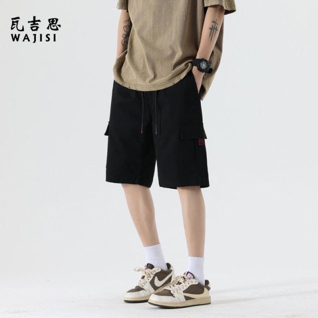 12521840.大口袋工装休闲短裤男士潮牌宽松夏季新品纯棉男款运动五分中裤子