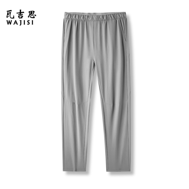 12526449.夏季薄款运动松紧腰休闲裤男士防泼水宽松直筒高弹力户外长裤