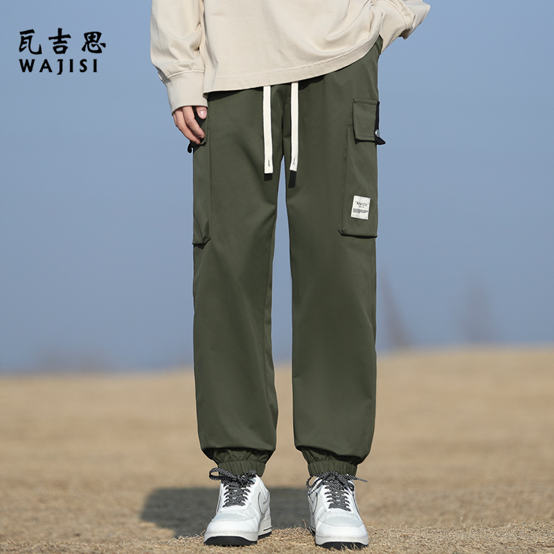12522149.秋季新款工装裤男美式休闲百搭束脚裤子男士时尚潮牌运动休闲裤