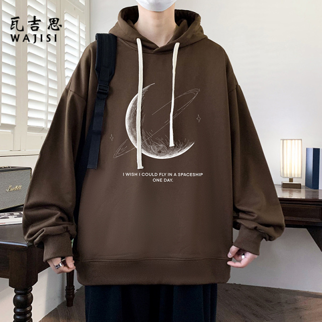 12526955.连帽卫衣男士春秋季新款美式潮牌印花休闲青少年宽松长袖t恤