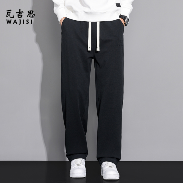 12522183.秋季新款休闲裤男生直筒阔腿裤子男学生青少年卫裤运动百搭长裤