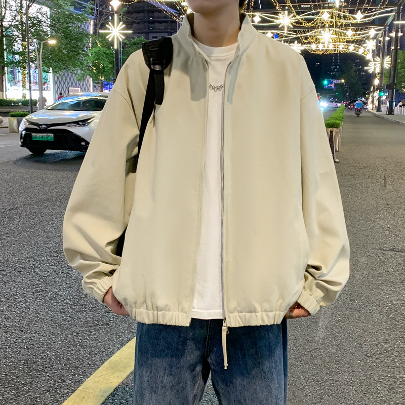 12527978.淘贝鼠秋冬新款男款潮流立领拉链双开简约休闲夹克【淘贝鼠男装QD】