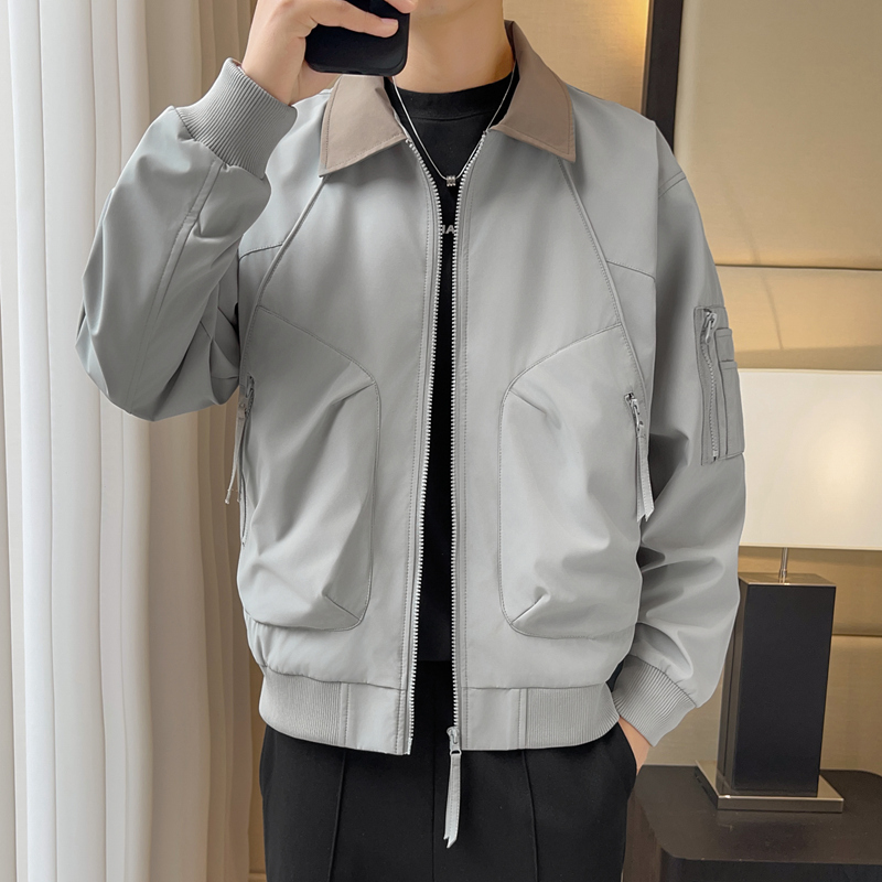 12528001.7-CY秋冬新款男式撞色翻领立体大口袋休闲夹克【7-CY男装QD】