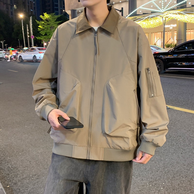 12527973.淘贝鼠秋冬新款男款撞色翻领立体大口袋休闲夹克【淘贝鼠男装QD】