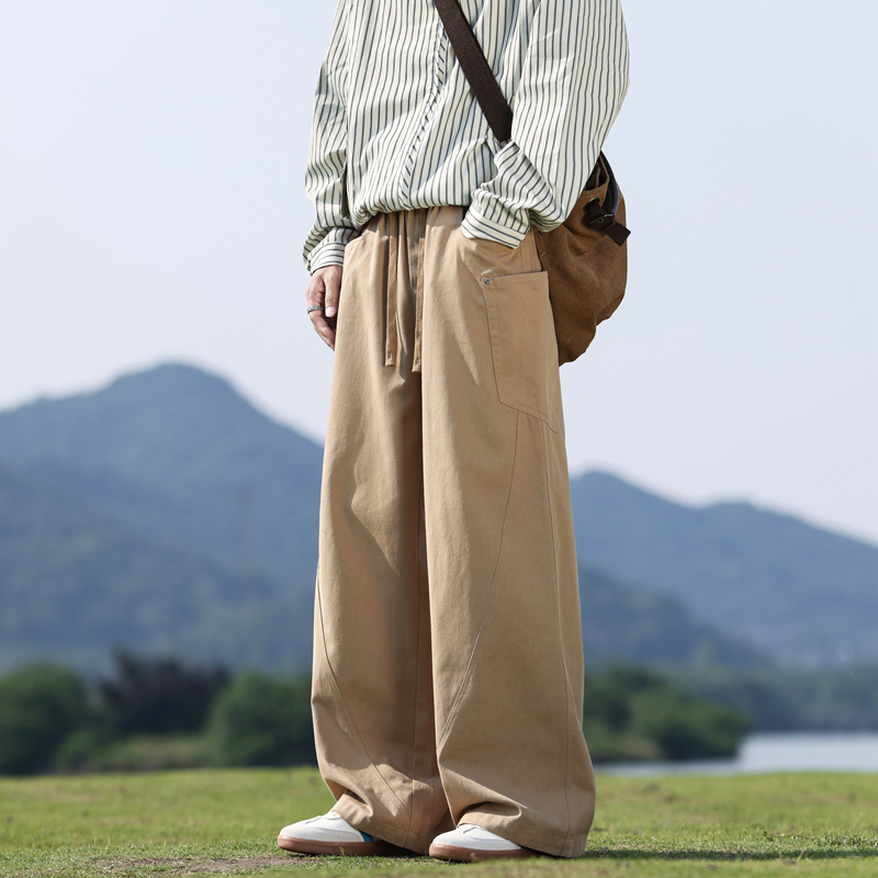 12527994.7-CY春秋新款男式宽松潮男微喇休闲水洗棉纯色长裤【7-CY男装QD】