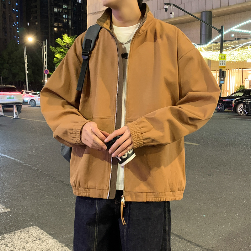 12527986.淘贝鼠秋冬新款男款拼色立领宽松拉链双开休闲夹克【淘贝鼠男装QD】