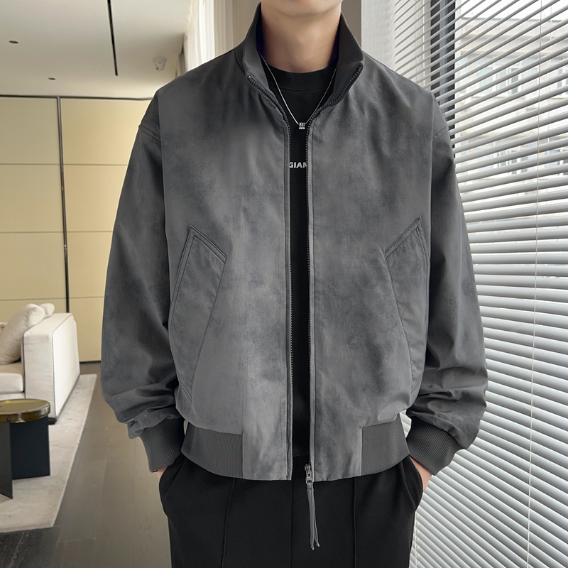12527999.7-CY秋冬新款男式潮流罗纹立领扎染拉链双开夹克【7-CY男装QD】