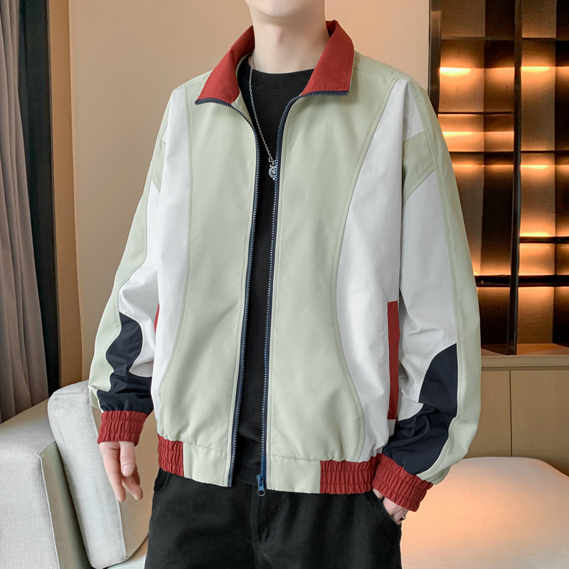 12527965.淘贝鼠秋冬新款男款潮流时尚拼接立领运动风夹克【淘贝鼠男装QD】