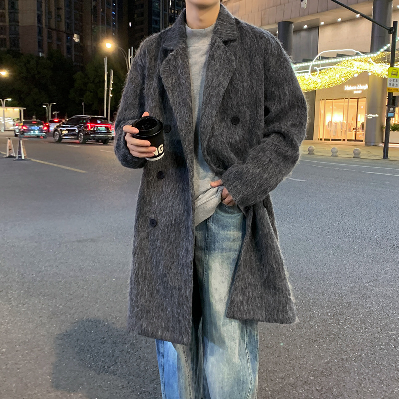 12527989.淘贝鼠秋冬新款男款中长款双排扣时尚大衣【淘贝鼠男装QD】