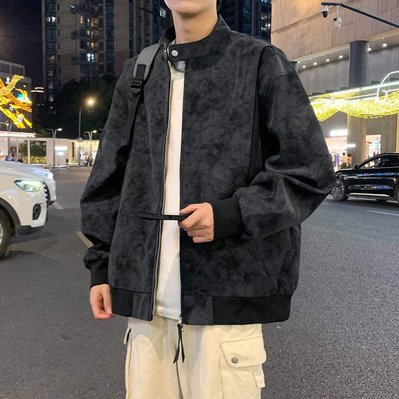 12527976.淘贝鼠秋冬新款男款潮流绒感机车风美式百搭夹克【淘贝鼠男装QD】