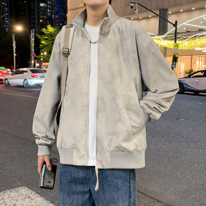 12527970.淘贝鼠秋冬新款男款潮流罗纹立领扎染拉链双开夹克【淘贝鼠男装QD】