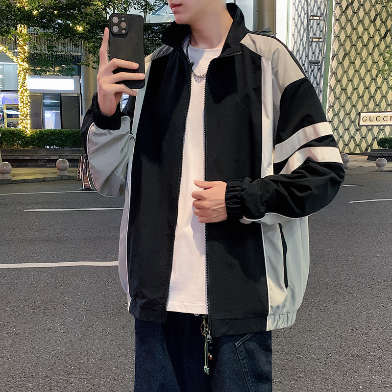 12528011.7-CY秋冬新款男式撞色个性拼接立领运动风夹克【7-CY男装QD】