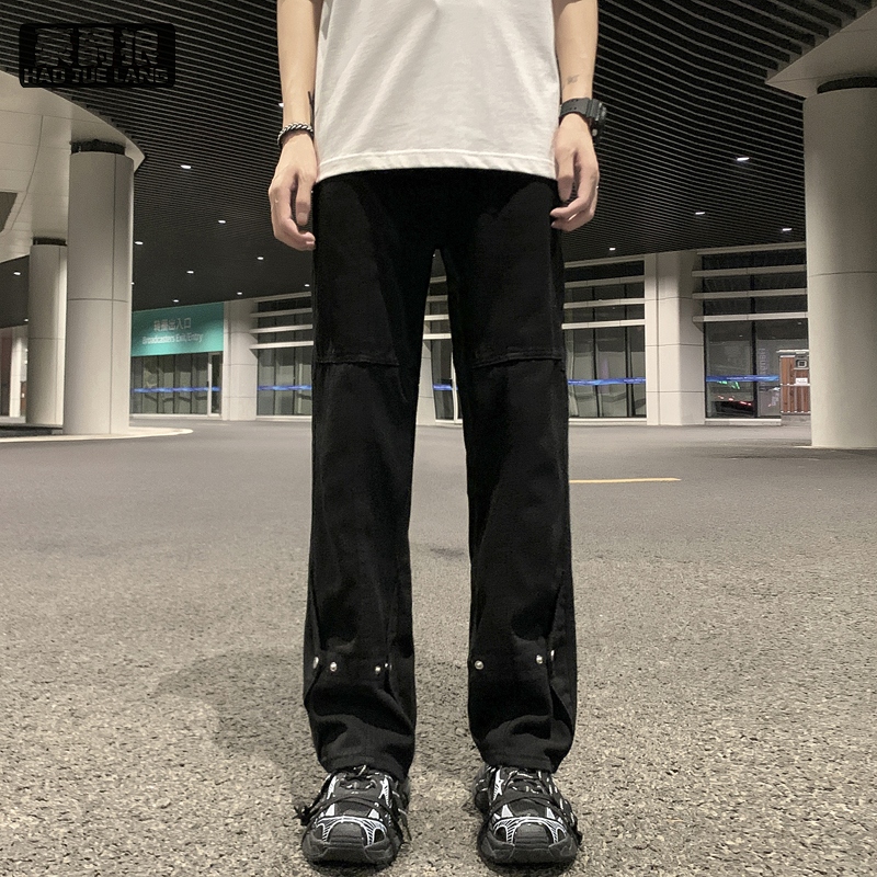12536757.美式高街工装牛仔裤男款vibe潮牌痞帅百搭高级感宽松直筒微喇长裤