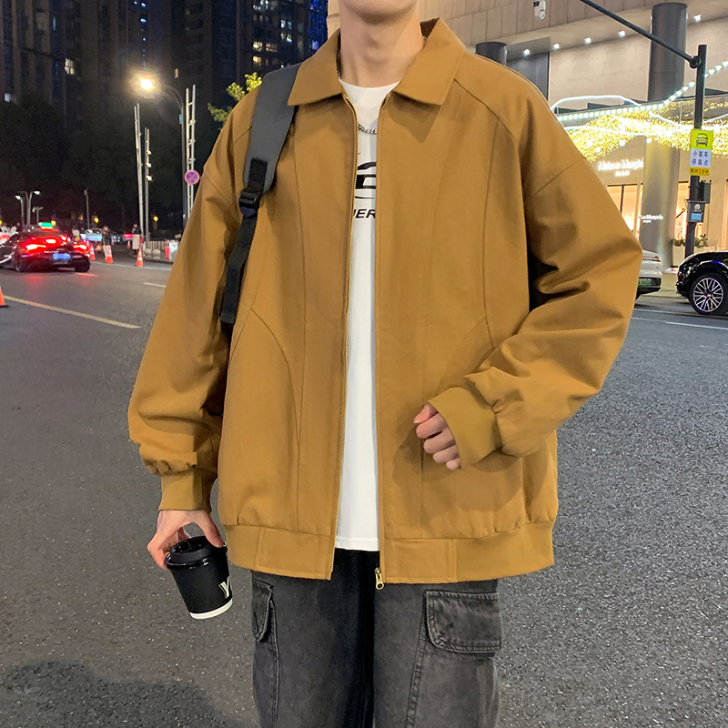 12536855.七玻威春秋新款男款复古港风翻领水洗潮流夹克【七玻威男装QD】