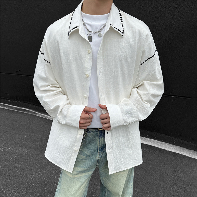 12536875.七玻威春秋新款男款潮男棉舒适文艺百搭衬衫【七玻威男装QD】