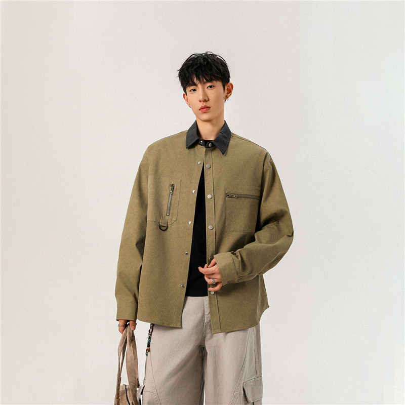12536864.七玻威春秋新款男款重工外搭工装潮男百搭衬衫【七玻威男装QD】