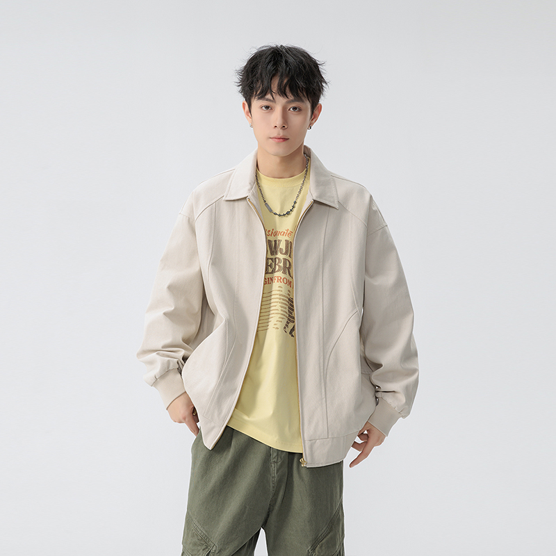 12536817.7-CHAOY春秋新款男式复古港风翻领水洗潮流夹克【7-CHAOY男装QD】