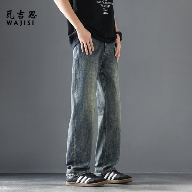 12540810.秋季新款牛仔裤男款直筒美式复古休闲长裤男士百搭高街阔腿裤子